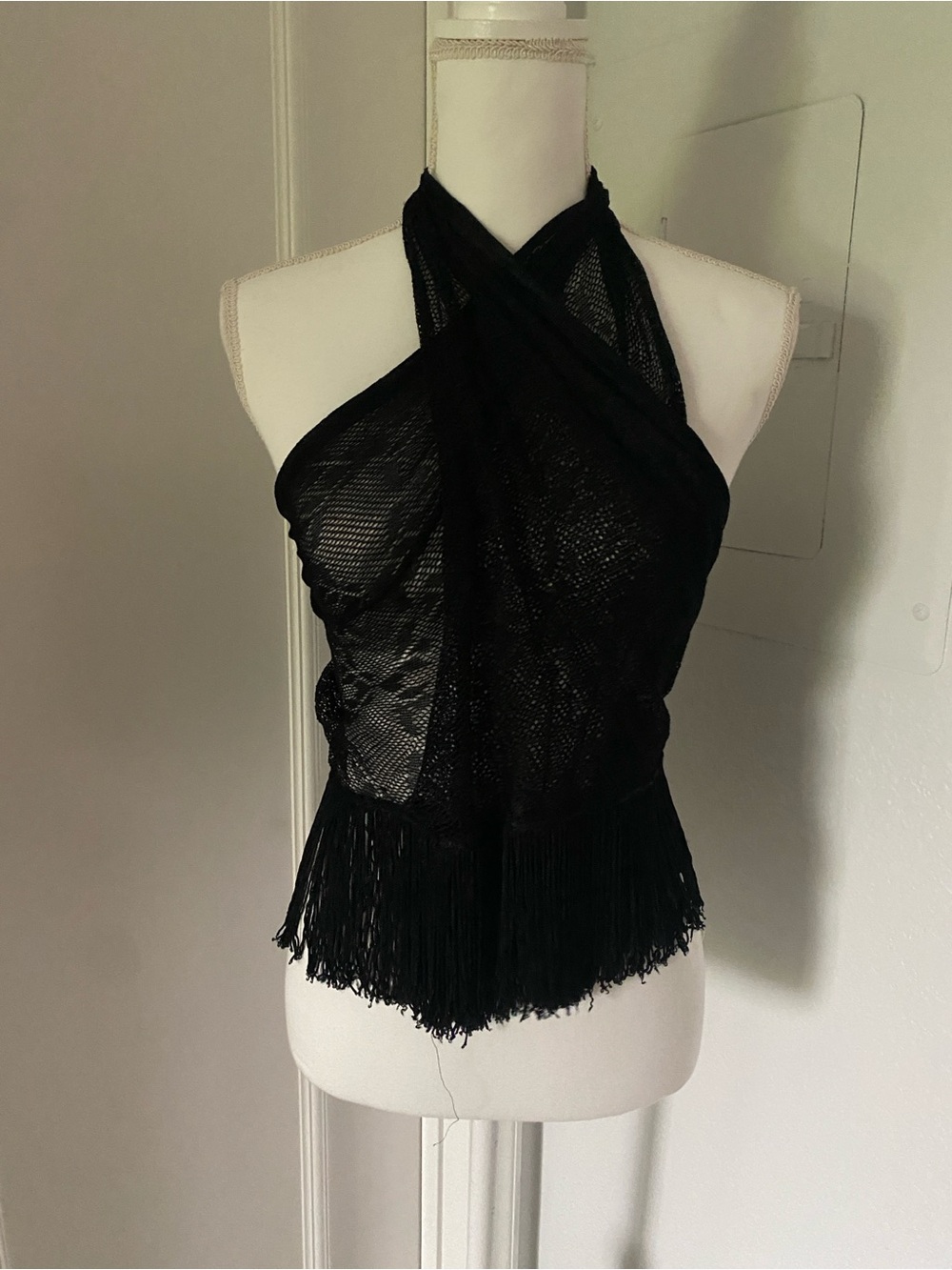 Fall Vintage Fringe Wrap Versatile Sheer Knit Shawl Scarf